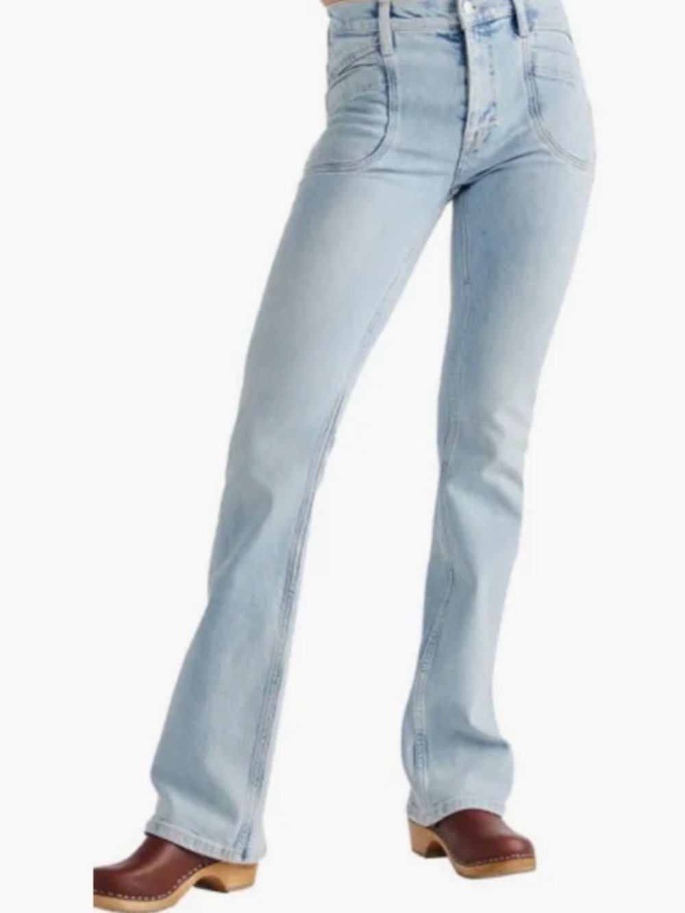 NWOT Free People We The Free Aiden Slim Flare Patch Pocket Jeans Wash 28